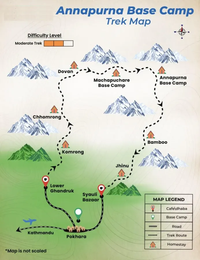 Annapurna Base Camp Trek route map